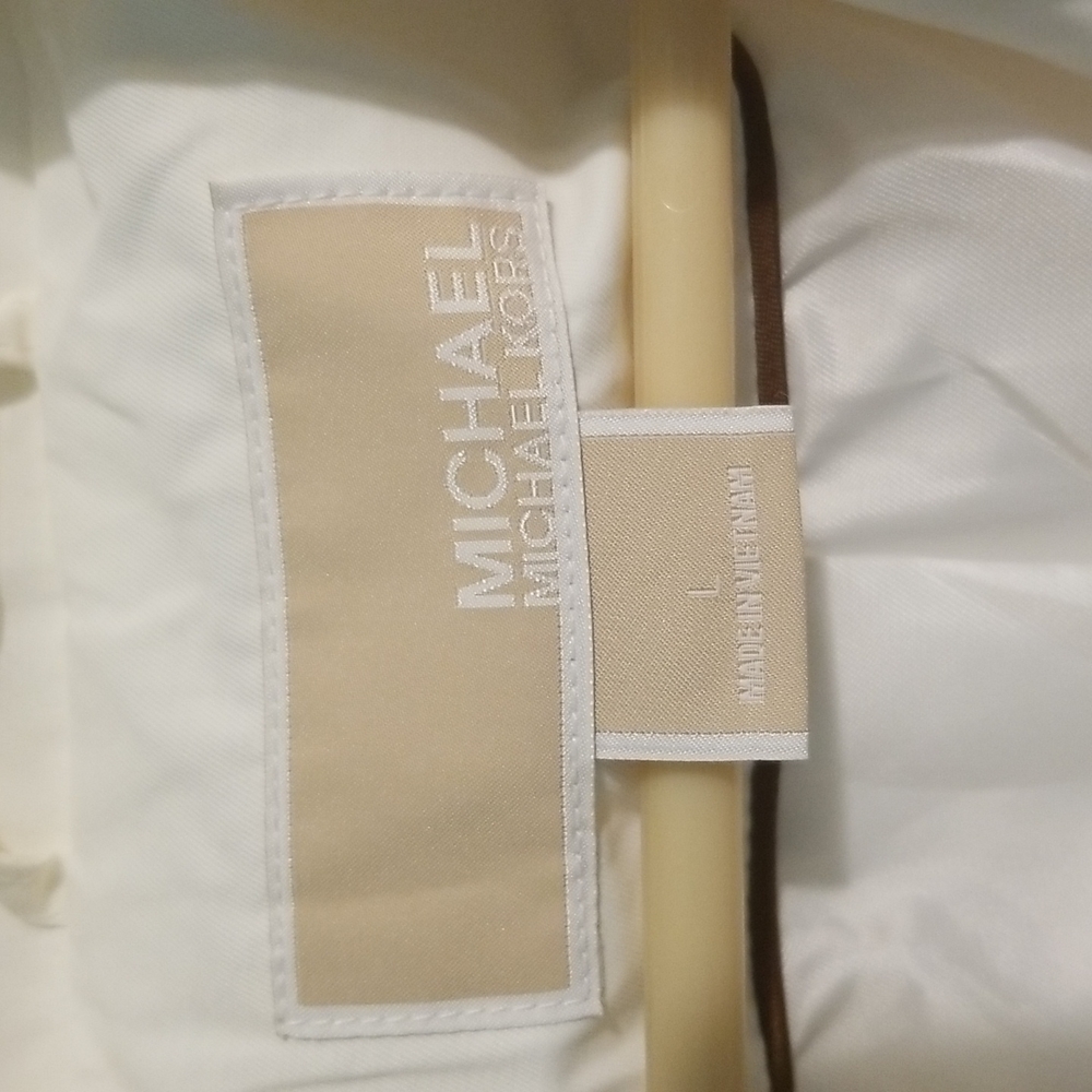 Michael Kors cream knee length trenchcoat